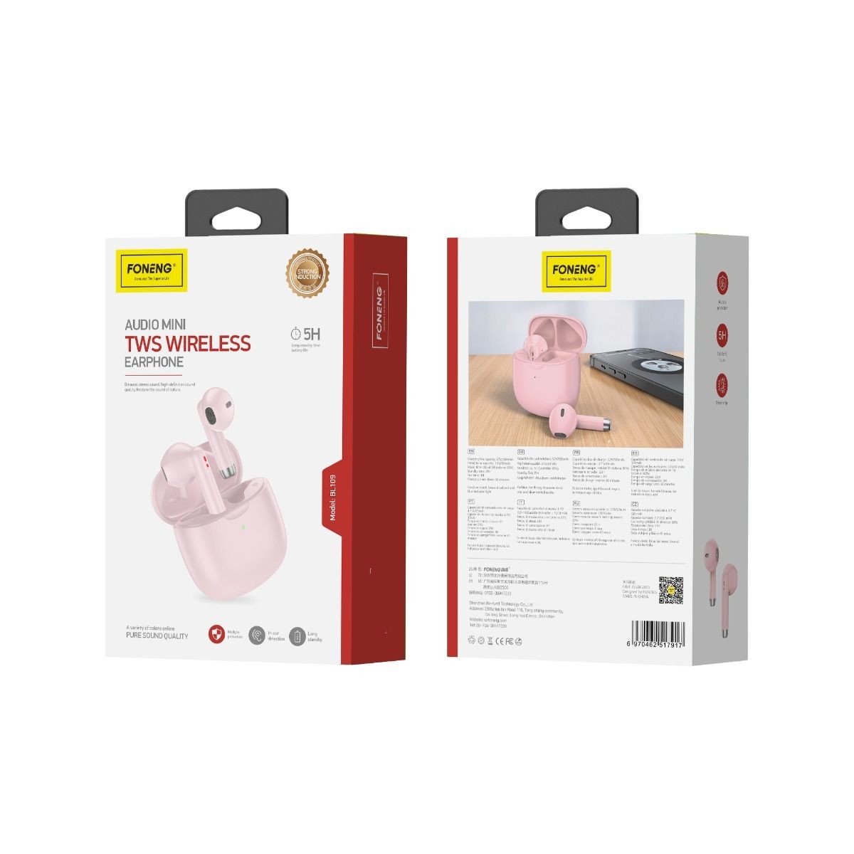 original.jpeg FONENG, BL109 TWS Earpods - Pink - Image 1